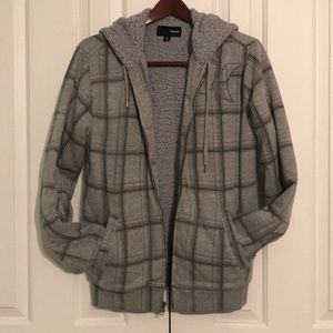 Hurley Grey Plaid Sherpa Hoodie